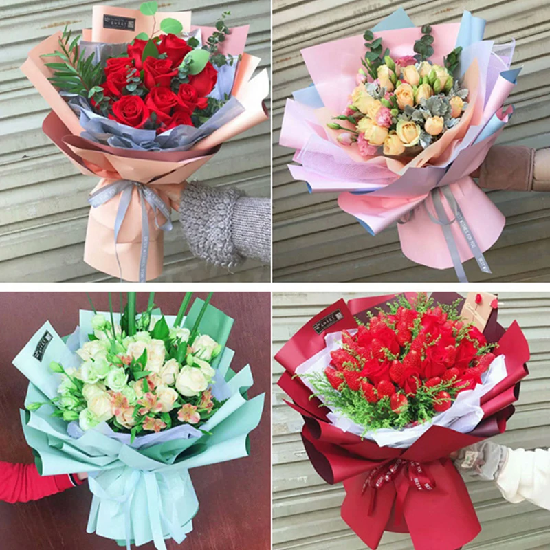 20pcs Flower Wrapping Paper Waterproof Florist Bouquet Packaging Paper Double Color Party Gifts Decoration Paper Wedding Decor