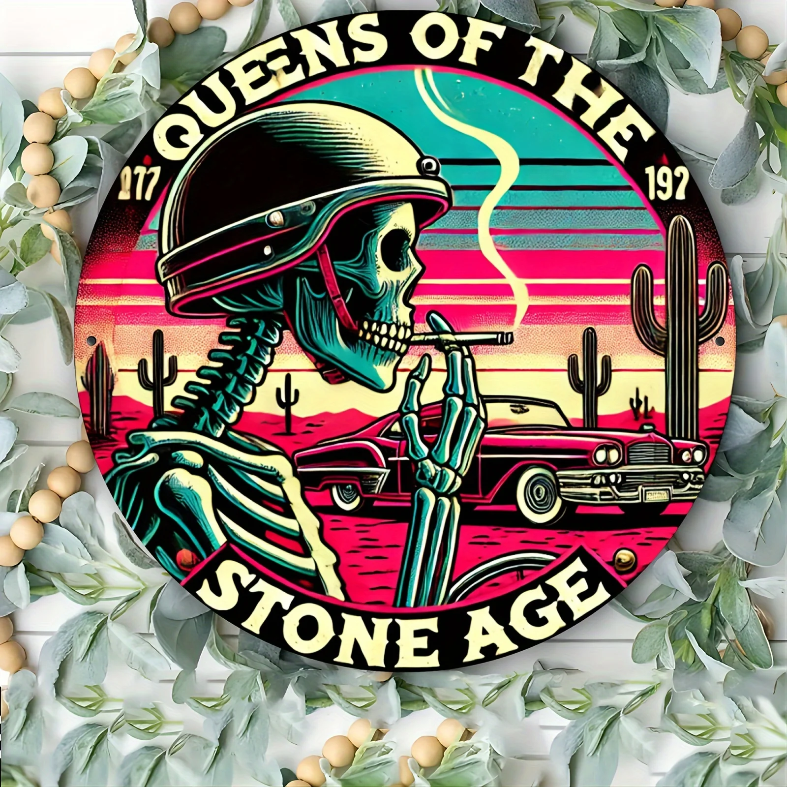 1pc, 8x8 inches, Vintage Queens of the Stone Age Metal Aluminum Wall Sign, Retro Poster Art, for Home/Kitchen/Dining Room/Bedroo