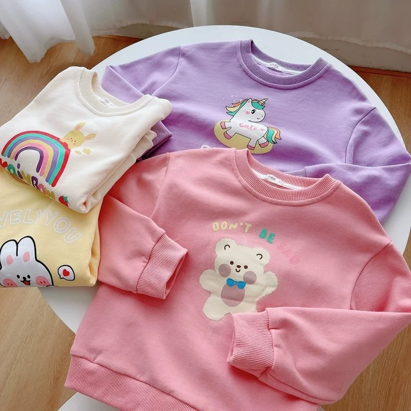 

2026 Autumn New Children Sweatshirt Boys Girls Cartoon Print Pullover Cotton Kids Long Sleeve Casual Sweatshirt Baby Loose Tops