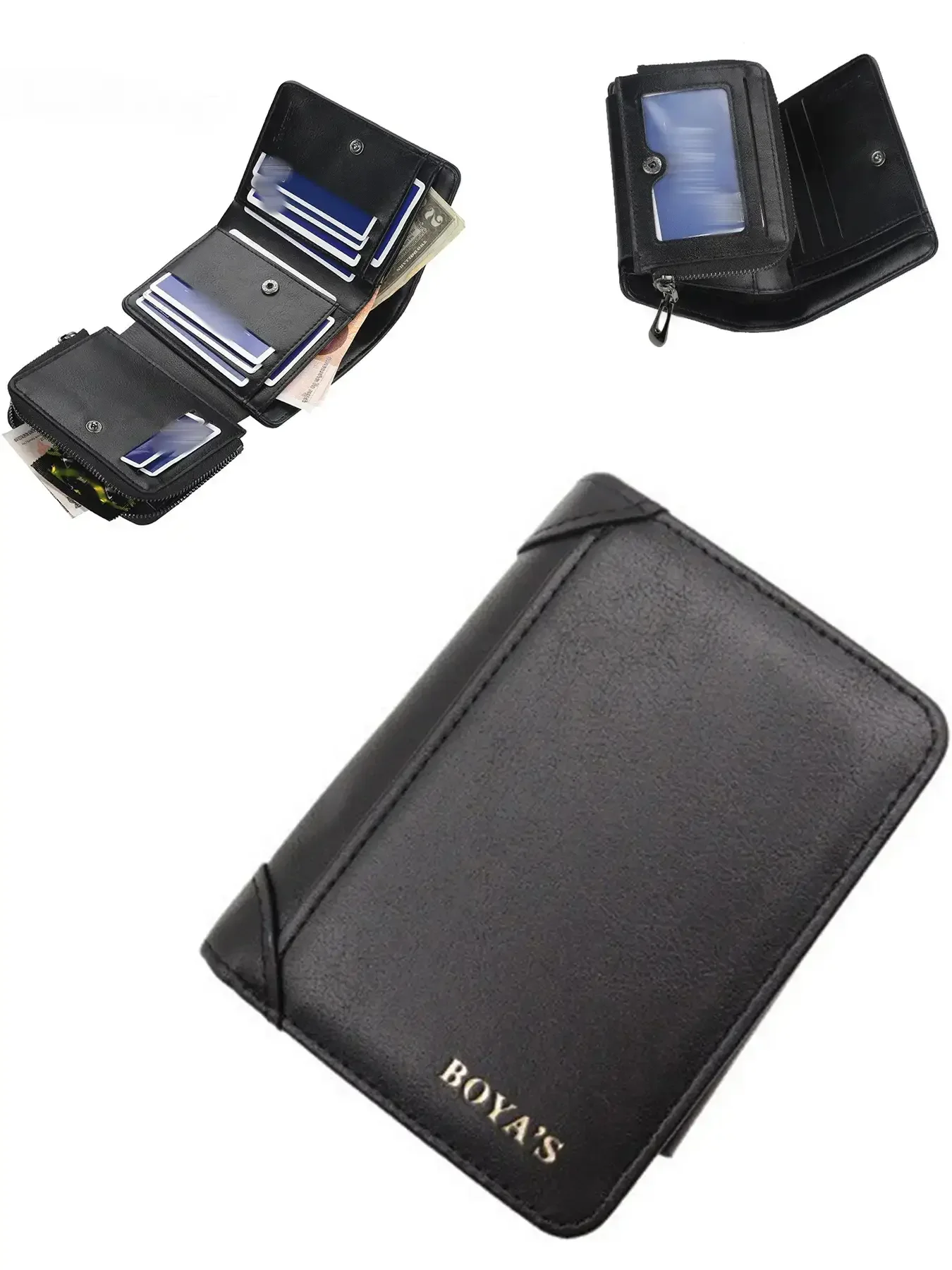 

Мужской модный короткий кошелек в европейском и американском стиле, тонкий молодежный кошелек, с несколькими отделениями для карт, с открытой прострочкой из полиуретана