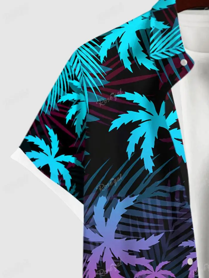 Outfit for Couples vestidos dress платье женское 2024 Ombre Coconut Tree Palm Leaf Print Plus Size Matching Hawaii Beach