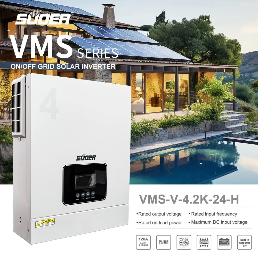

VMS-V-4.2K-24-H High-Efficiency 4.2kw Single-Phase Hybrid Off-Grid Inverter for Solar Power Systems 98% Efficiency
