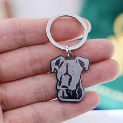 Boxer Dog Stainless Steel Pendant Trendy Keychain for Women Men Pet Animal Kids Gifts Bag Key Ring Deco Jewelry Metal Accessorie