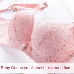 6cm Push Up Bra for Small Chest Thickened Gathered Padded Bra No Wire Sexy Lift Double Cleavage Comfort Underwear for Flat Chest