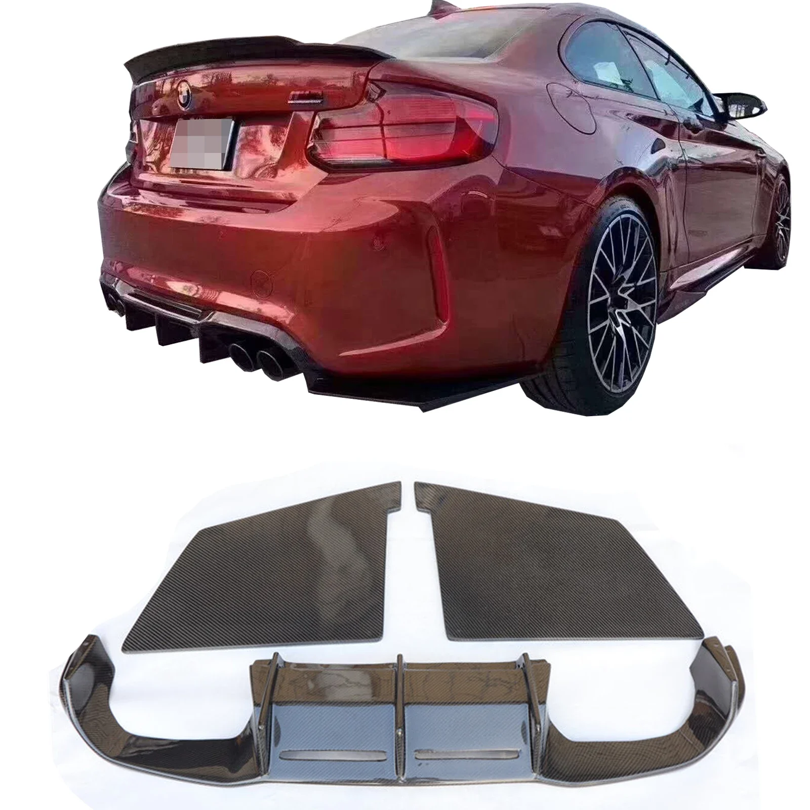 M2 MTC style dry carbon fiber rear bumper diffuser for M2C M2 F87 rear bumper