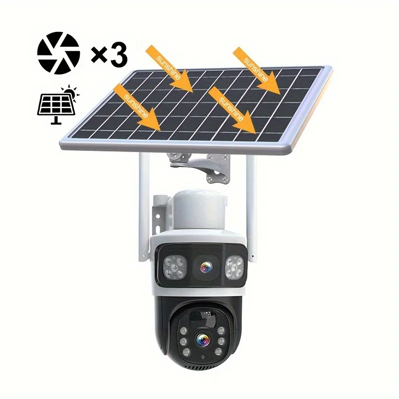 

2024 2K 3MP dual head solar safety camera wireless outdoor PIR human detection, two two-way communication-way communication,