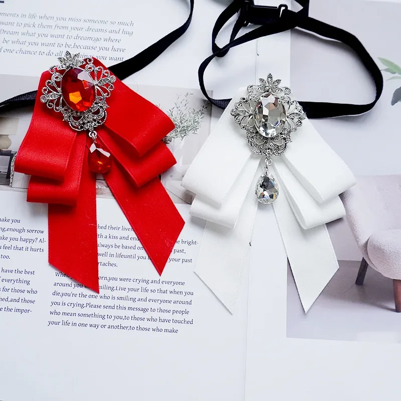 Men's Women's Collar Flowers Business Banquet Wedding Host Suit Shirts Bows Korean British Handmade Ribbon Rhinestone Bow Ties