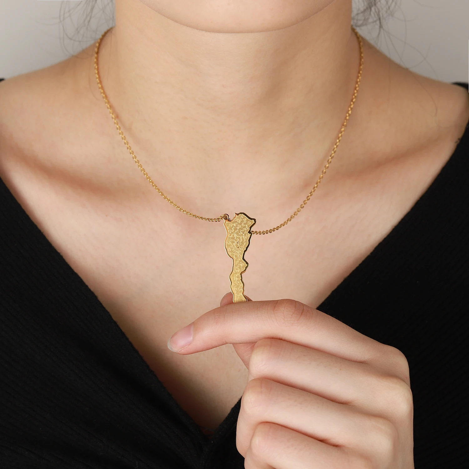 Personalized 18K Gold Plated Morocco Map Pendant Moroc Map With Cities Engraved On Charm Necklace ~ Minimalist Jewelry For Him