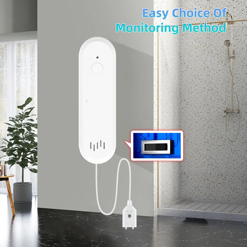 Onenuo Tuya Wifi Slimme Waterleksensor Wateroverloopniveaudetector 80db Geluid Overstroming Lekkage Sensor App Alarm Op Site