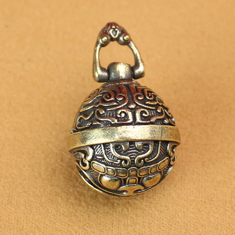 Hot Sale Vintage Brass Keychain Pure Copper Gluttonous Bell Car Key Chain Pendant Small Pendant Men And Women
