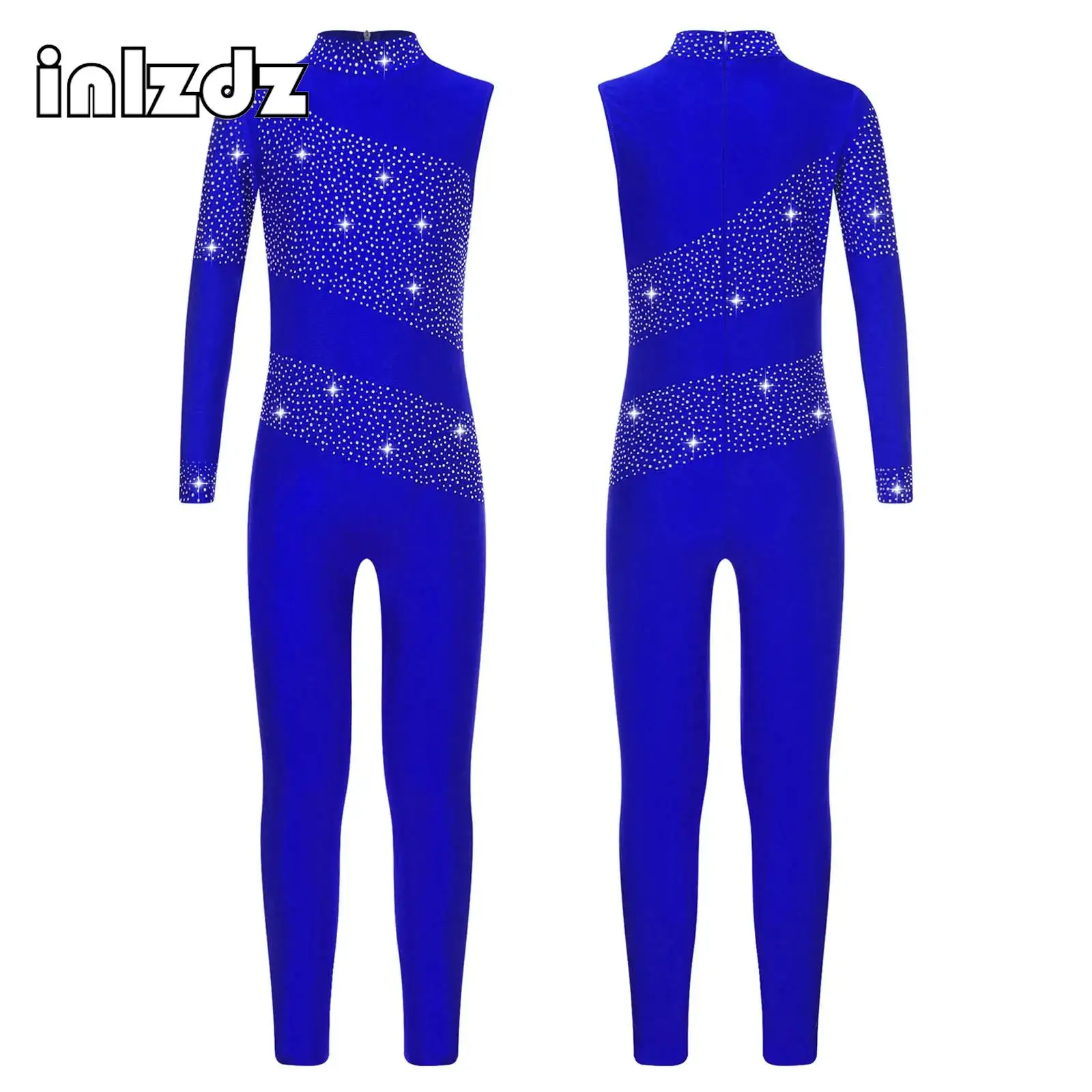 

Kids Girls One Shoulder Mesh Long Sleeve Ballet Dance Leotard Full Bodysuit Rhythmic Gymnastics Figure Skating Unitard Jumpsuit