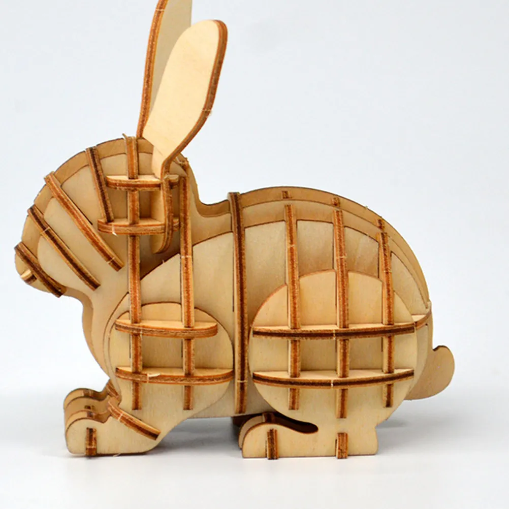 

Wooden Rabbit Puzzle 3D Educational DIY Handmade Jigsaw for Boys Kids Creative Wooden Puzzles Hand-Eye Coordination