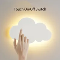 LED Cloud Touch On/Off Switch Wall Lamp Modern Living Room Girl Children's Bedroom Kids Minimalist Decoration White Dimming 220V