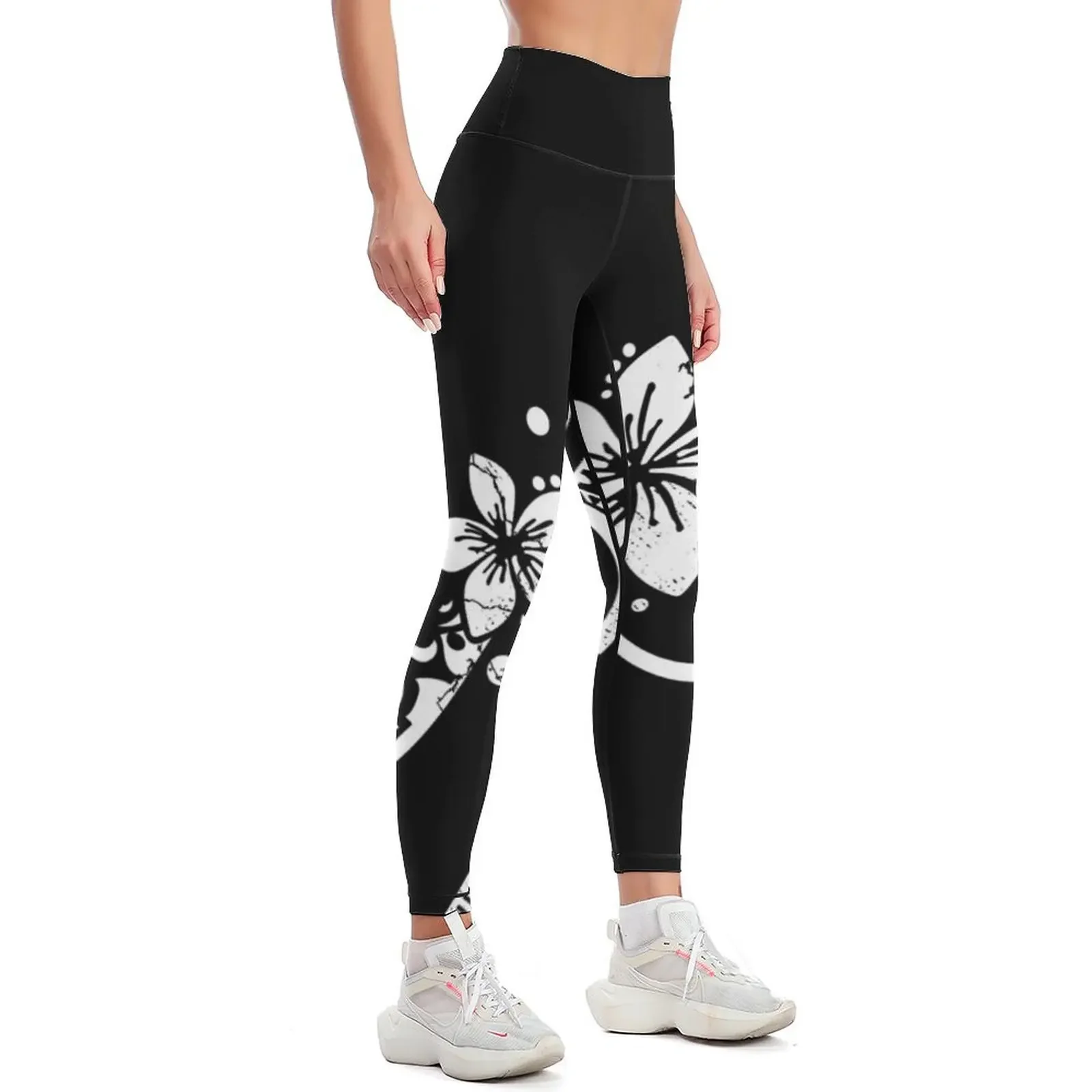 Vintage Hawaiian Distressed Hibisucs Tattoo Threads Leggings Women's trousers for girls Womens Leggings