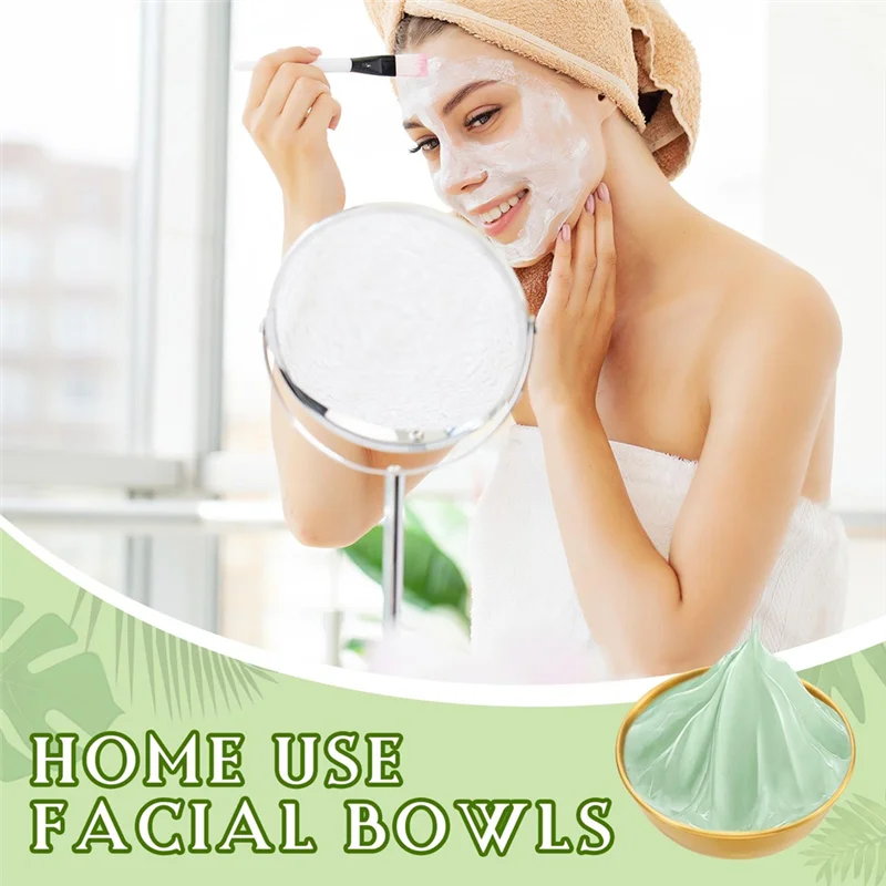 3,5 en cuenco mezclador de mascarilla facial DIY de acero inoxidable dorado 	   Cuencos de esteticista para el cuidado de la piel y el uso en salón-AS97