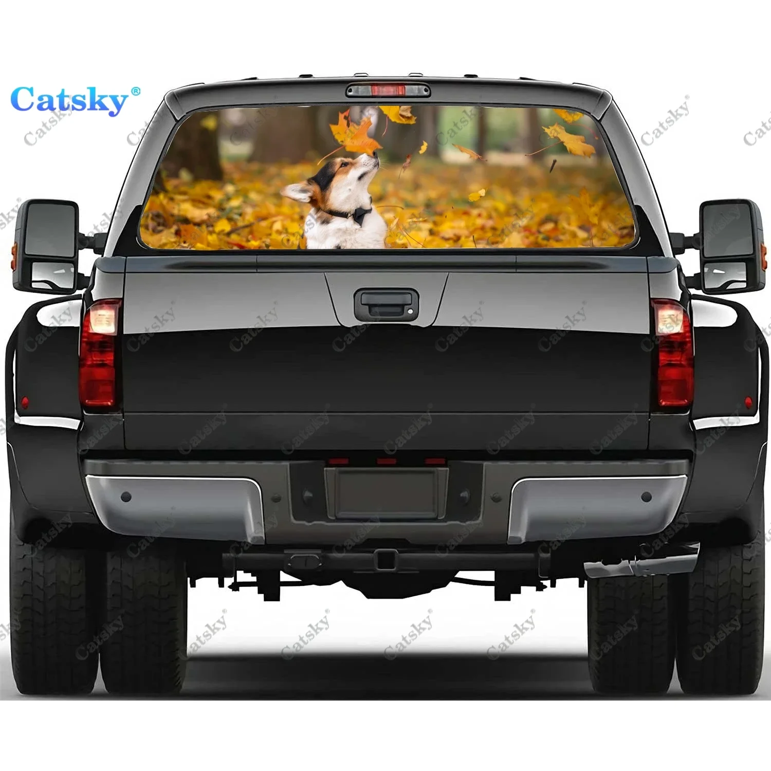 

Welsh Corgi Rear Window Decals for Truck,Pickup Window Decal,Rear Window Tint Graphic Perforated Vinyl Truck Sticker