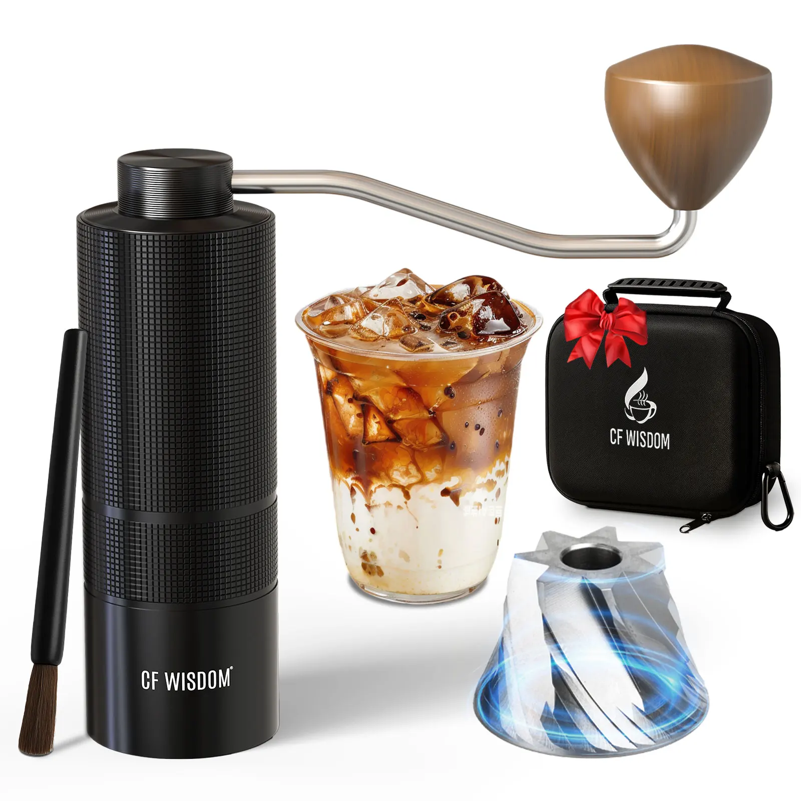 

Manual Coffee Grinder Hand Crank Portable Burr Grinder Aluminum Alloy Stainless Steel Burr Espresso Travel Christmas Gift