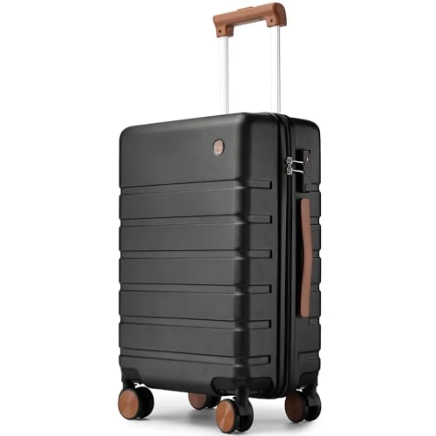 

20-Inch Hardside Carry-on Luggage with Spinner Wheels Airline Approved Black Hard Shell Travel Suitcase with TSA Lock for Small