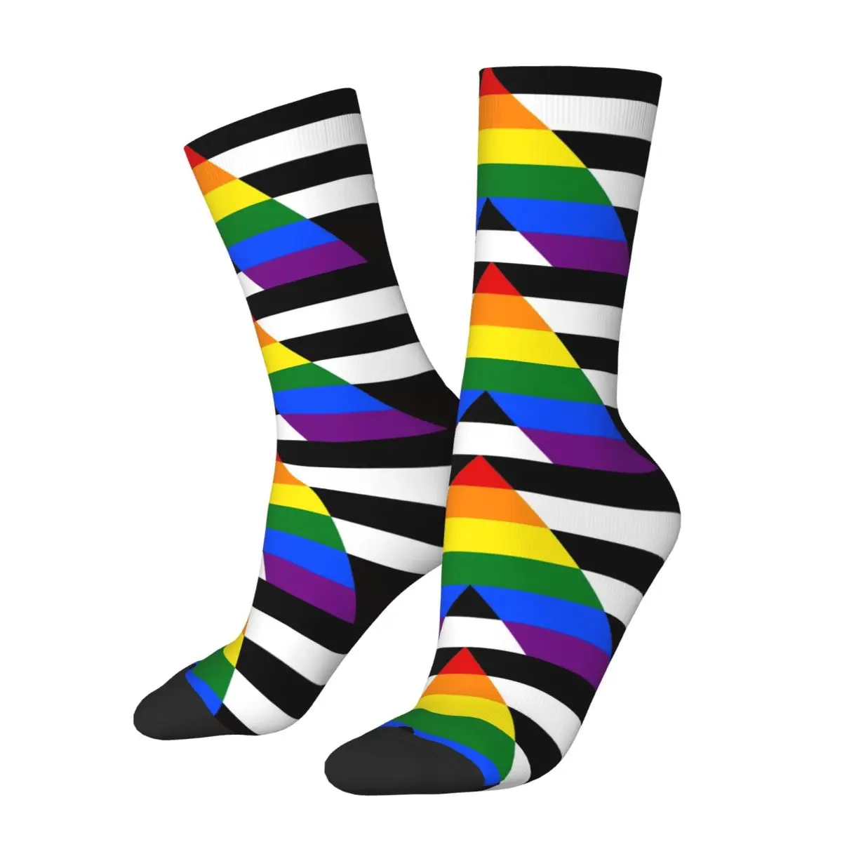 Autumn Winter Colorful Men's Women's Ally Flag Socks LGBT Pride Rainbow Sweat Absorbing Soccer Socks