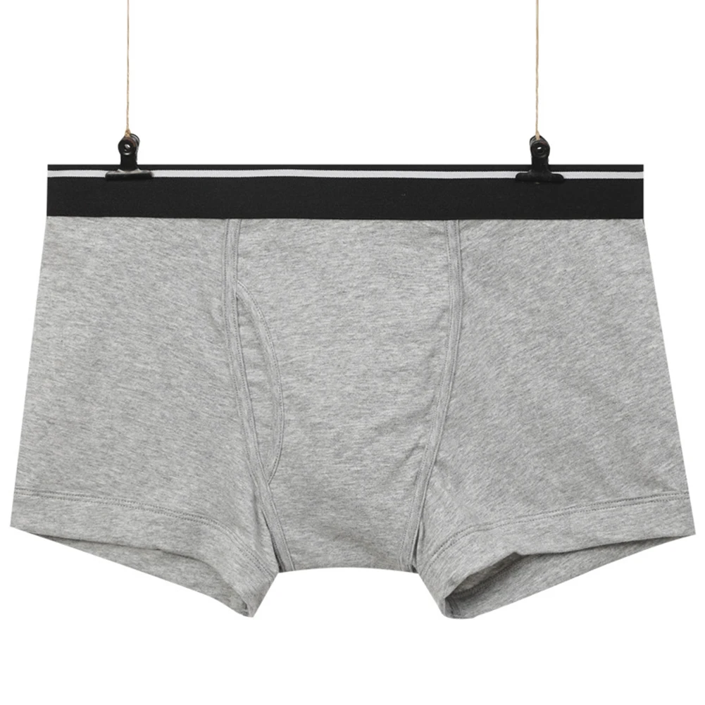 

Mens Cotton Skin-friendly Comfortable Boxer Briefs Side Opening Sexy Panties Solid Color Underpants Low Waist Shorts Underwear