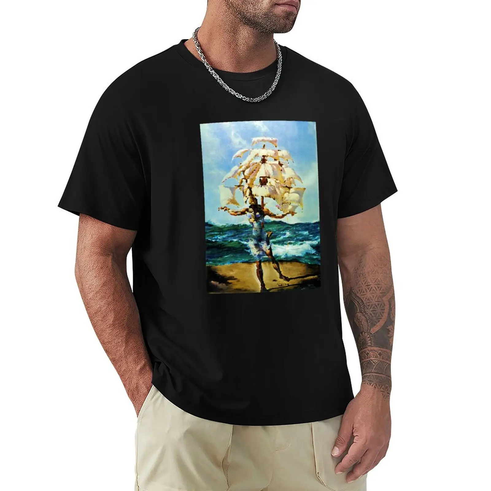 Salvador Dali The Ship T-Shirt Active Wear Sports T-Shirt for Men
