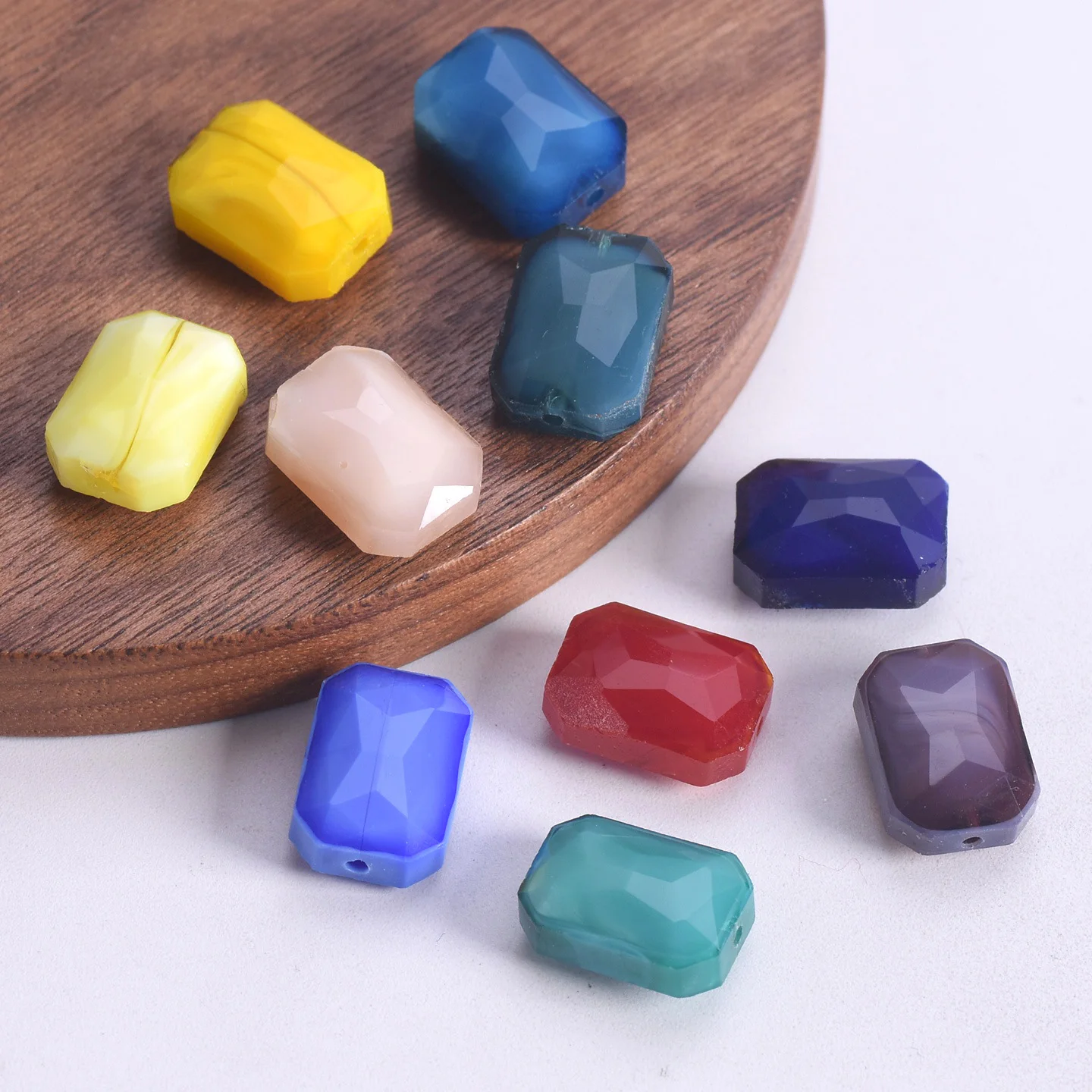 

10 шт., граненые непрозрачные стеклянные бусины прямоугольной формы 14x10 мм