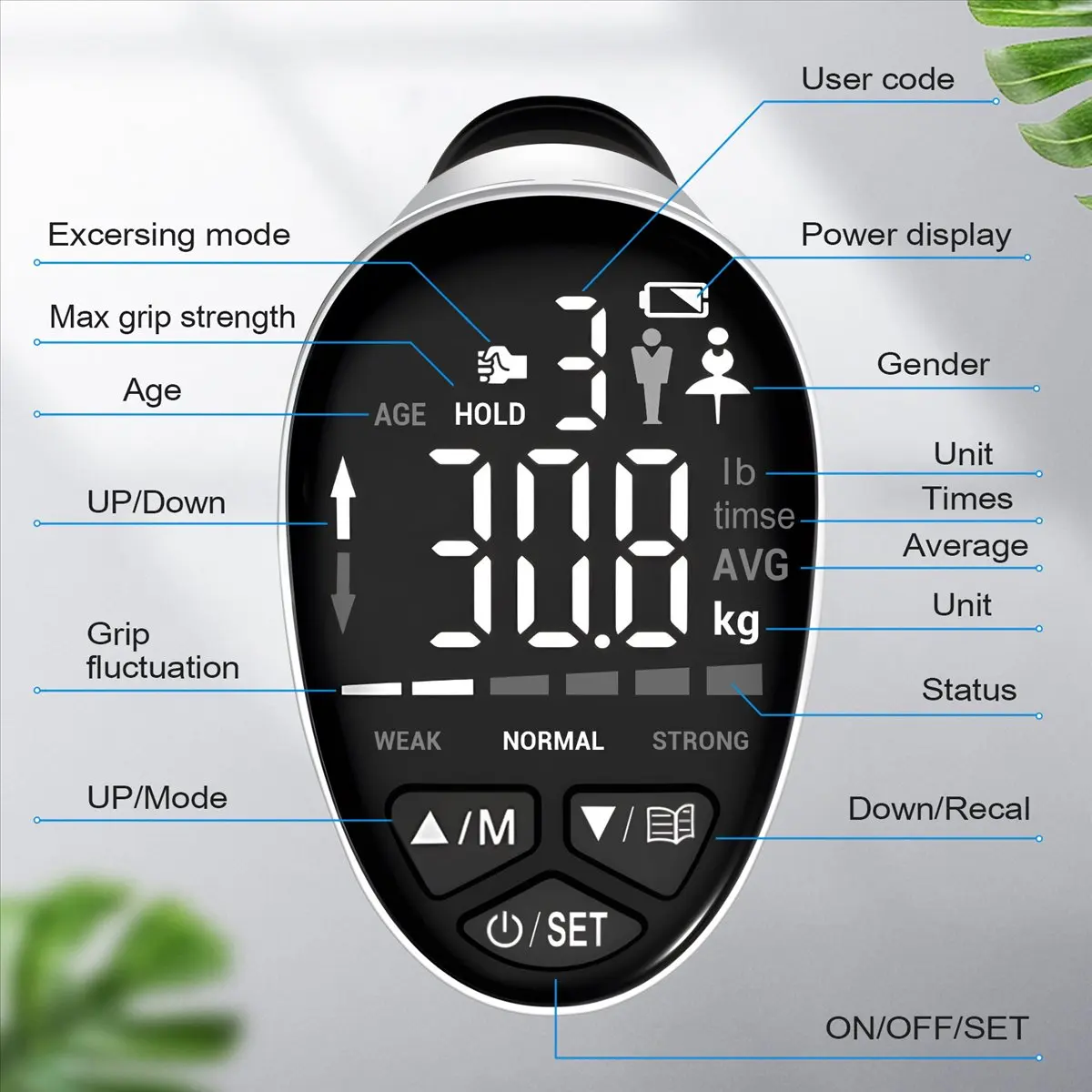BUY AA191~^*Grip Strength Trainer, Grip Strength Tester Hand Grip Exerciser Auto Capturing Digital Hand Dynamometer