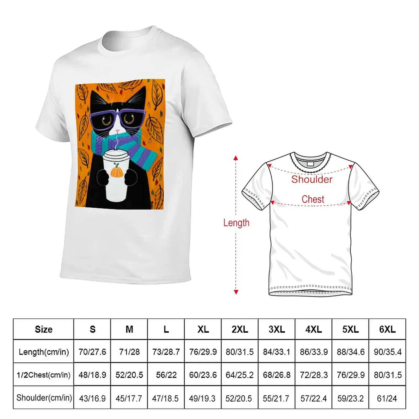 Tuxedo Autumn Coffee Cat T-Shirt blacks Aesthetic clothing t shirts for men pack