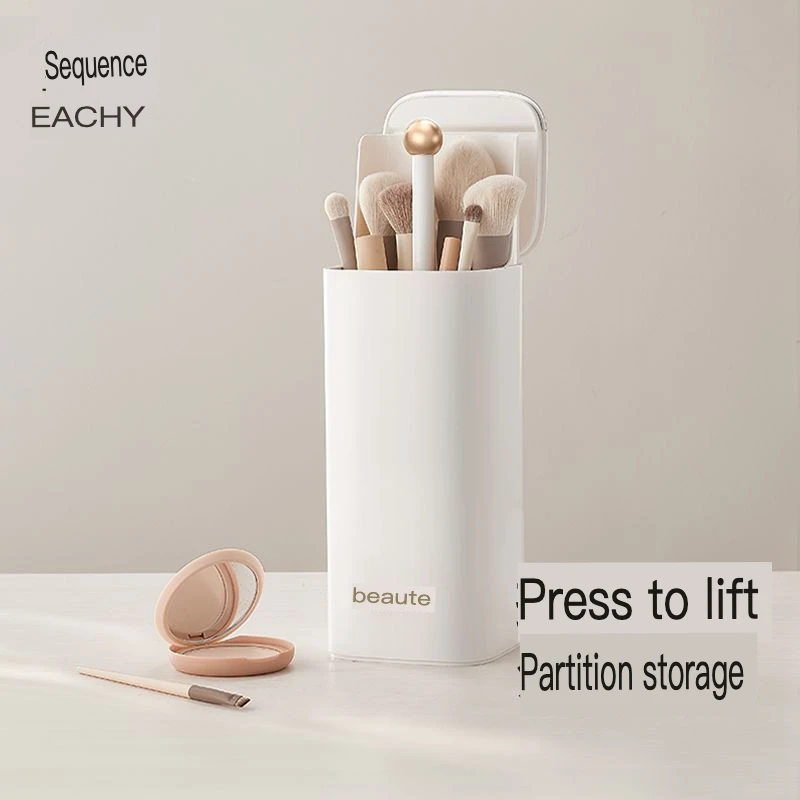 

Lixu Makeup Brush Storage Cylinder, Press-type Open Lid Brush Bucket, Desktop Storage Box, Dust-proof With Lid, Lipstick Storage