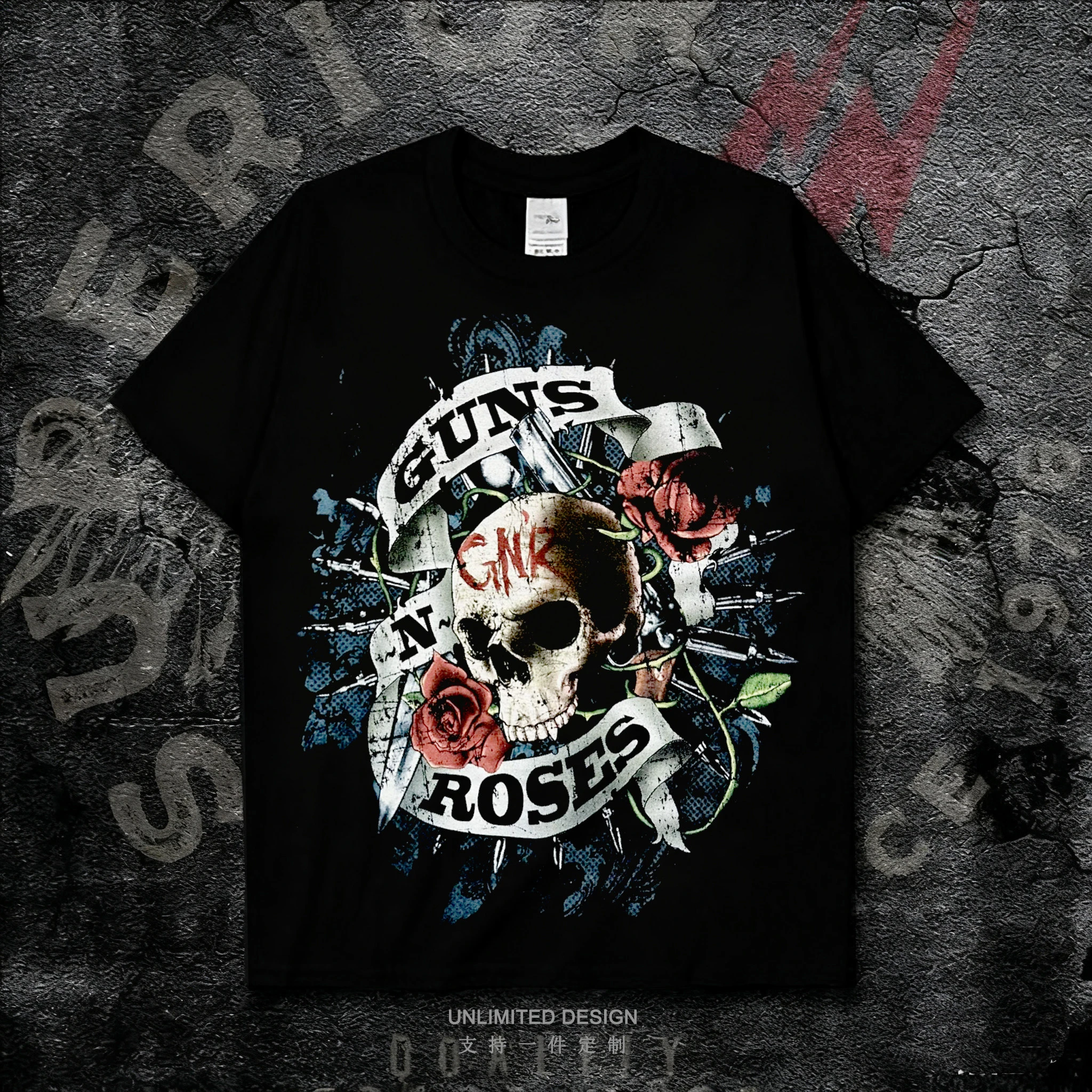 

Rock Skull Print Short-Sleeved T-Shirt - Men's and Women's Style - Streetwear - Black Pure Cotton Shirt - Summer