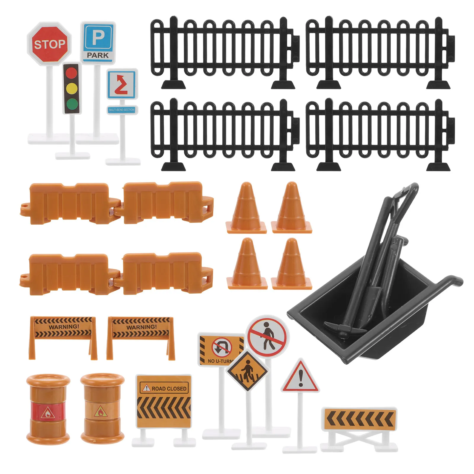 30Pcs Mini Traffic Signs Set for Kids Road Safety Education Playmat Accessories Construction Party Favors Train Track Car