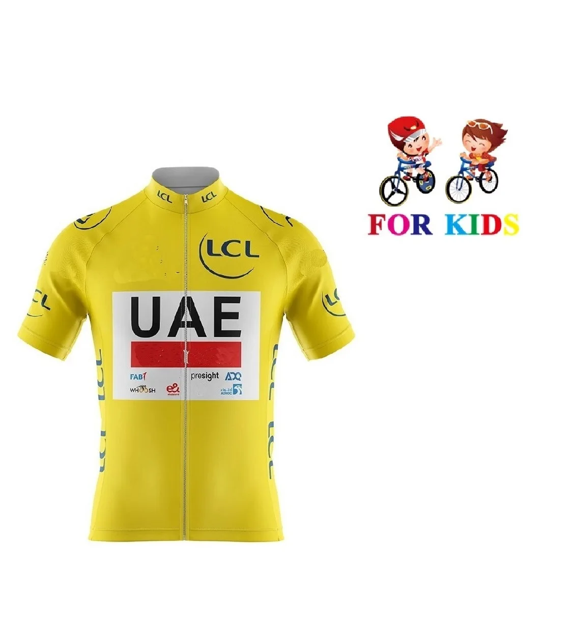 KID'S 2024 UAE TEAM TDF YELLOW Children Cycling Jersey Short Sleeve Bicycle Clothing With Shorts Ropa Ciclismo