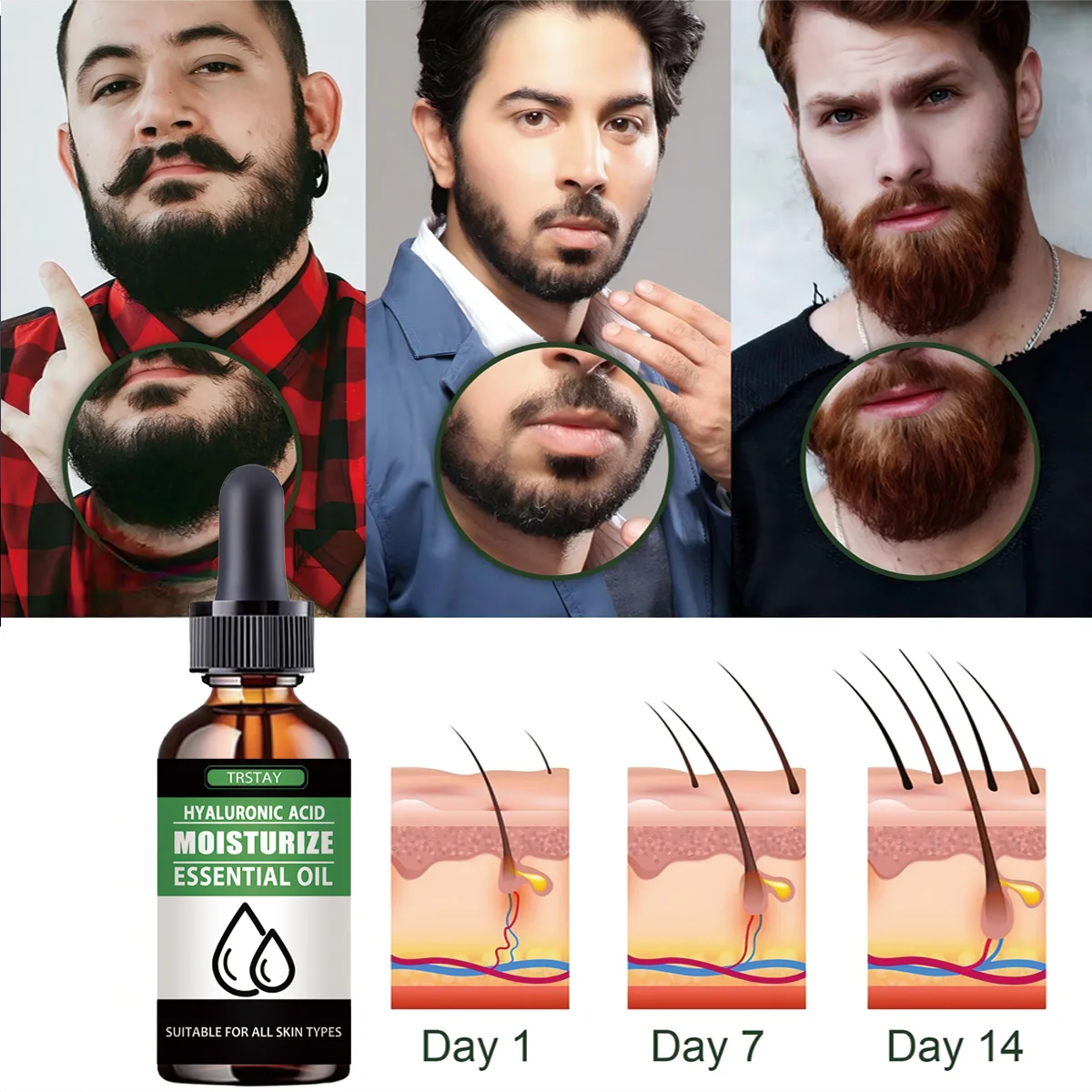 100%Natural Accelerate Facial Hair Grow Beard Essential Oil Hair and Beard Growth Oil Men Beard Grooming Products Skin Care - view 3