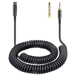 6.35mm Spring Coiled Mini XLR 3 Pin Replacement Cable Extension Cord for Beyerdynamic DT 700 900 1990 1770 Pro X Headphones