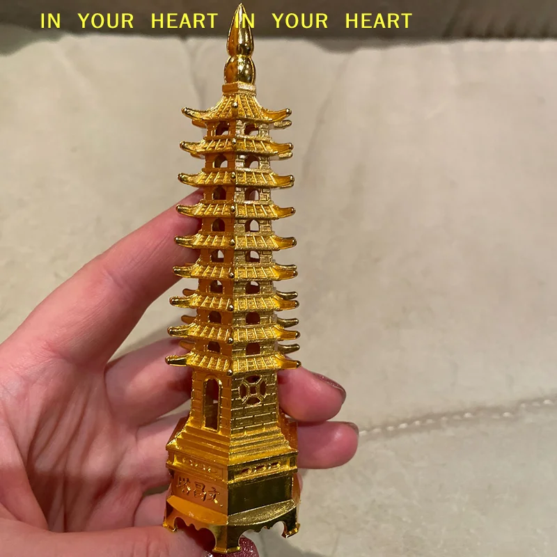 【X】Zinc Alloy Feng Shui Education Tower Levels Wen Chang Pagoda Desktop Ornaments