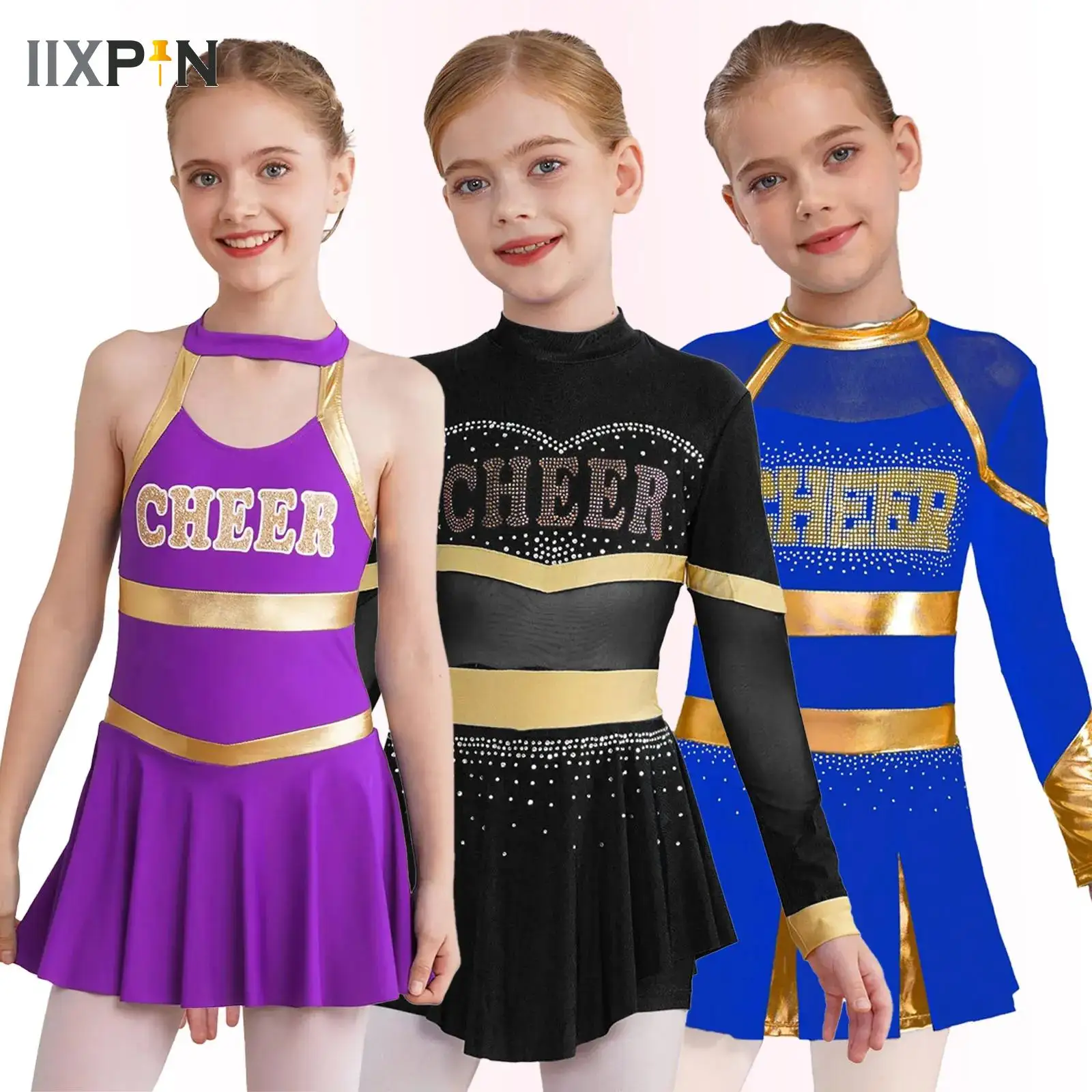 

Cheerleader Costume for Teens Girls Cheerleading Pleated Dress Cheer Cosplay Uniform for School Stage Performance Dance Party