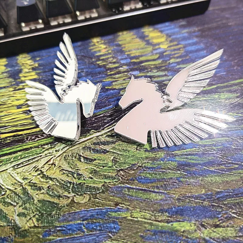 KUGUYS Flying Horse Pegasus Big Stud Earrings for Women Mirror Acrylic Gold Color Fashion Jewelry HipHop Hyperbole