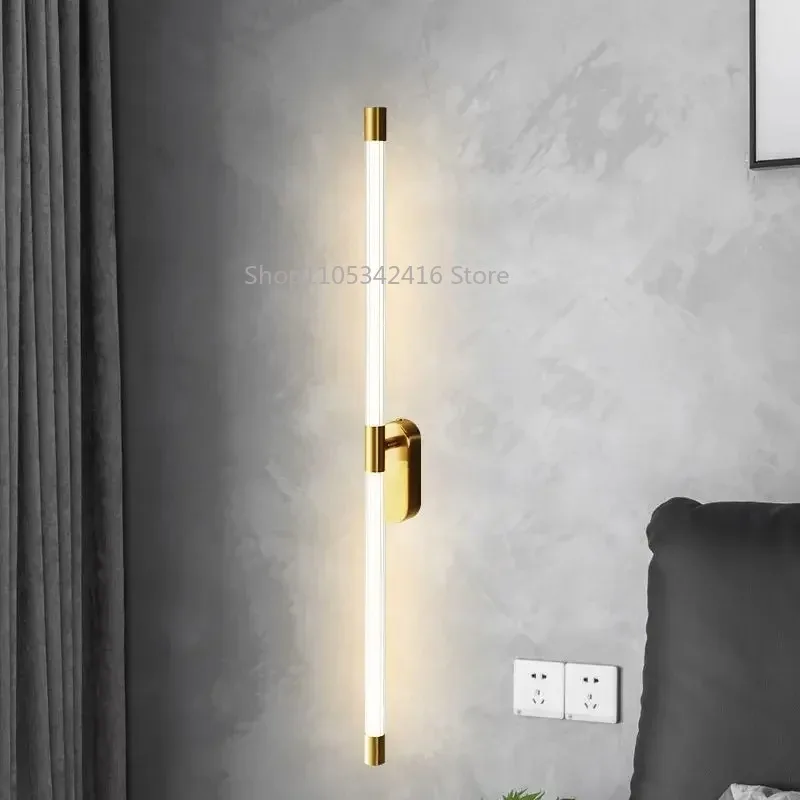 Applique murale LED moderne à longue bande, luminaire minimaliste pour salon, chambre à coucher, lampe de chevet décorative