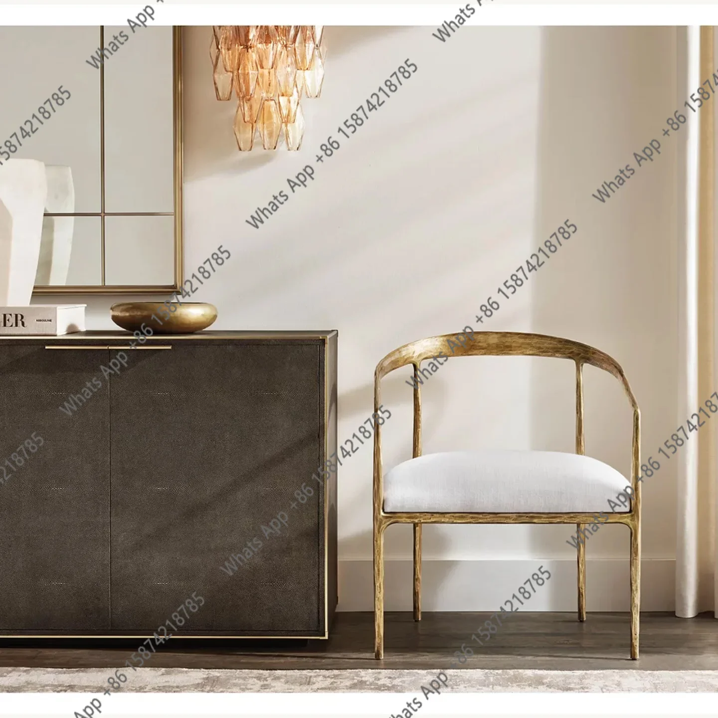 

J American Light Luxury Retro Curved Metal Sofa Nordic Stainless Steel Forging Home Living Room Single Leisure Chair