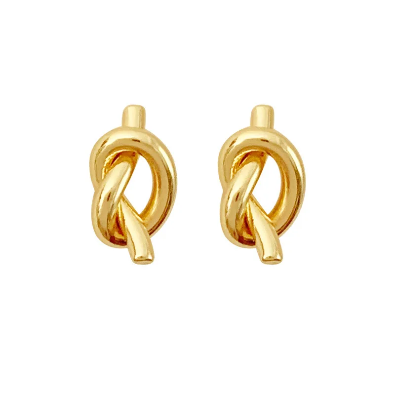 Korean Fashion Stainless Steel Earrings For Women Trending Gold Color Simple Knot Earrings Ladies Kpop Accessories