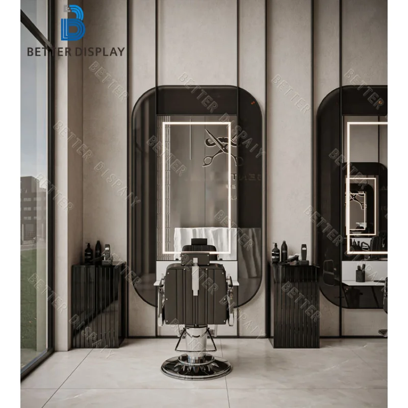 custom.Customized Beauty Salon Cabinets Furniture Design Salon Display Cabinet with LED Lighting