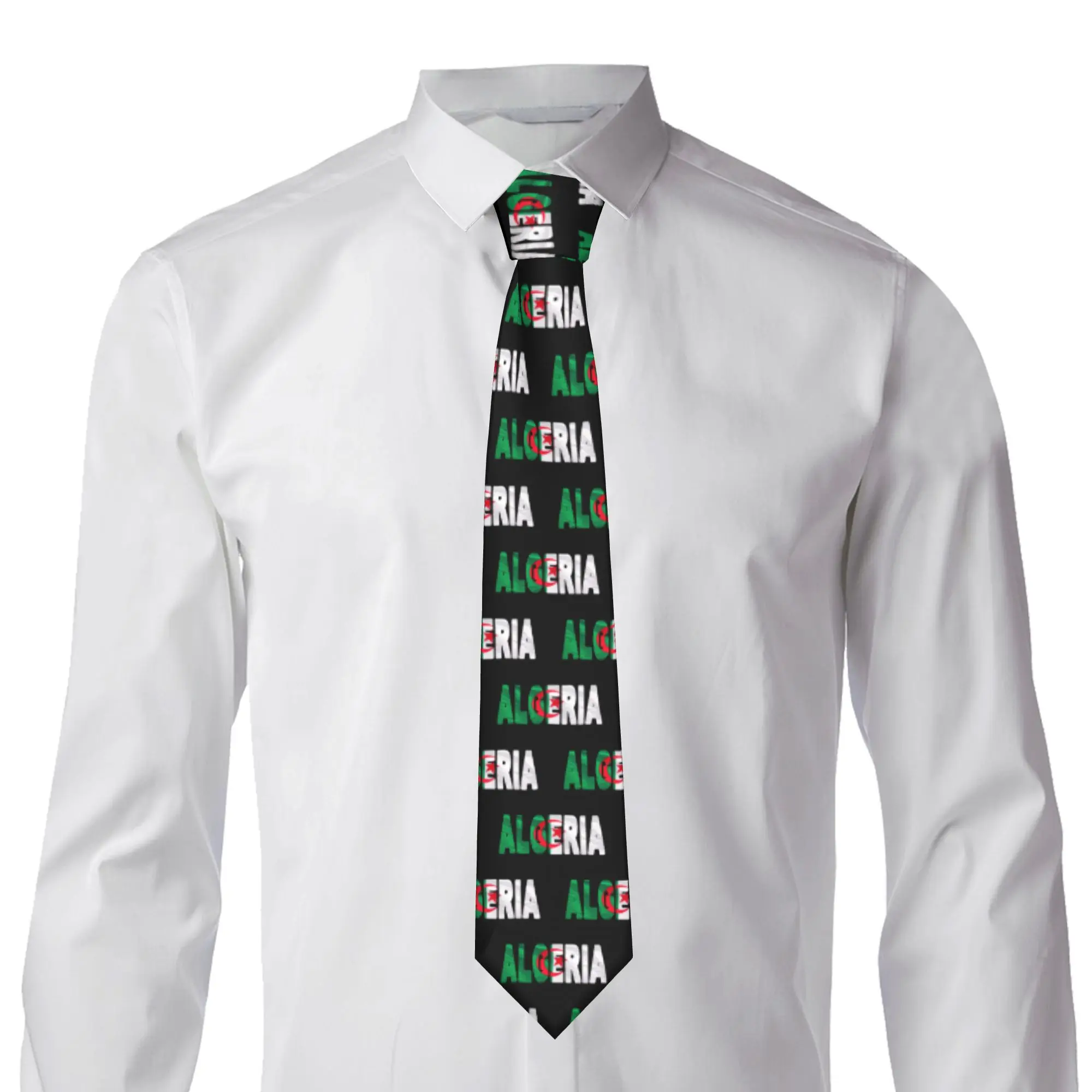 Classic ALGERIA Flag  Tie for Office Mens Algerian Proud Patriotic  Neckties