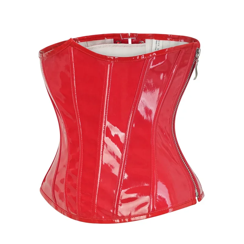 Steampunk Shiny PVC Underbust Corset Women PU Leather Zipper Waist Trainer Bustiers Slimming Body Shaper Sexy Lingerie