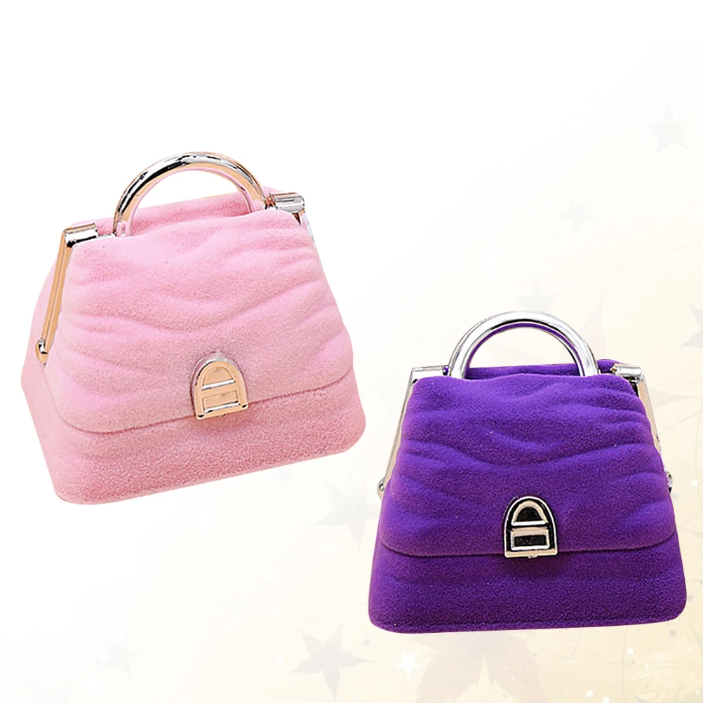 

2pcs Handbag Shaped Jewelry Storage Case Organizer Box For Necklaces Bracelets Earrings Rings Scratch Resistant Lining Durable