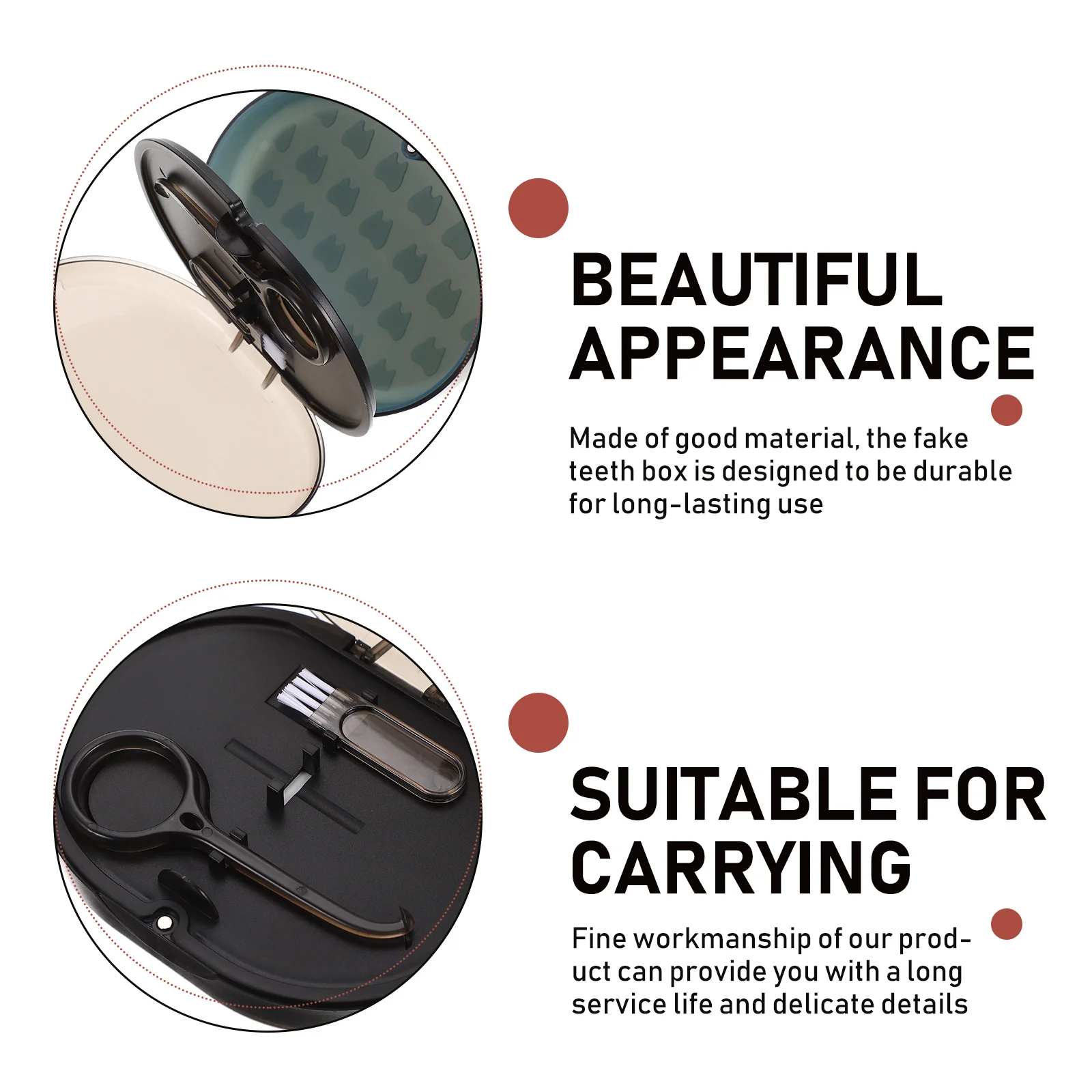 

1Set Denture Storage Case Durable Retainer Holder Compact Portable Household Convenient Travel Supply Denture Case