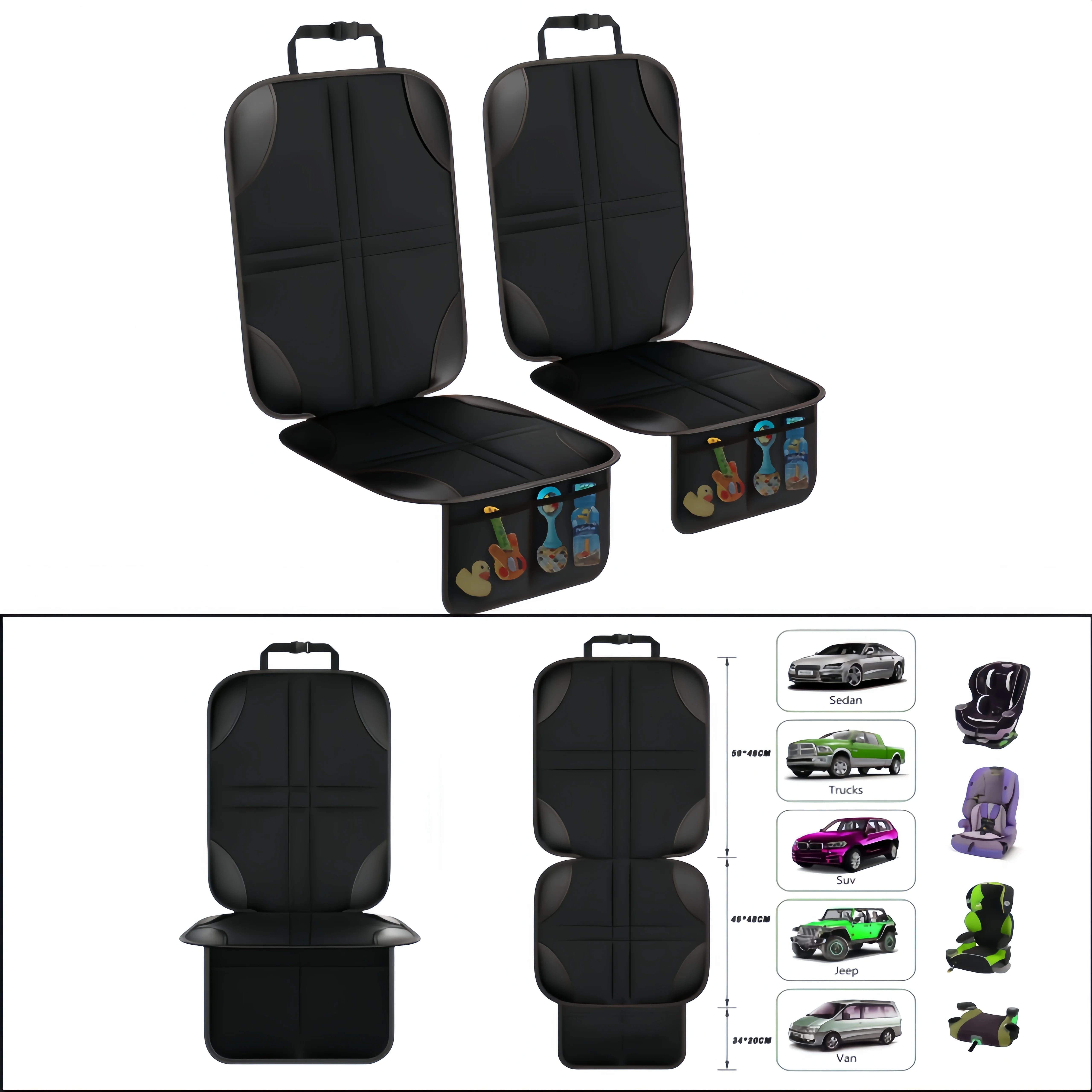 Car Seat Protector Cover for Child Baby Pet Universal Fit Non-Slip Waterproof Anti-Scratch Stain Resistant with Storage Pockets