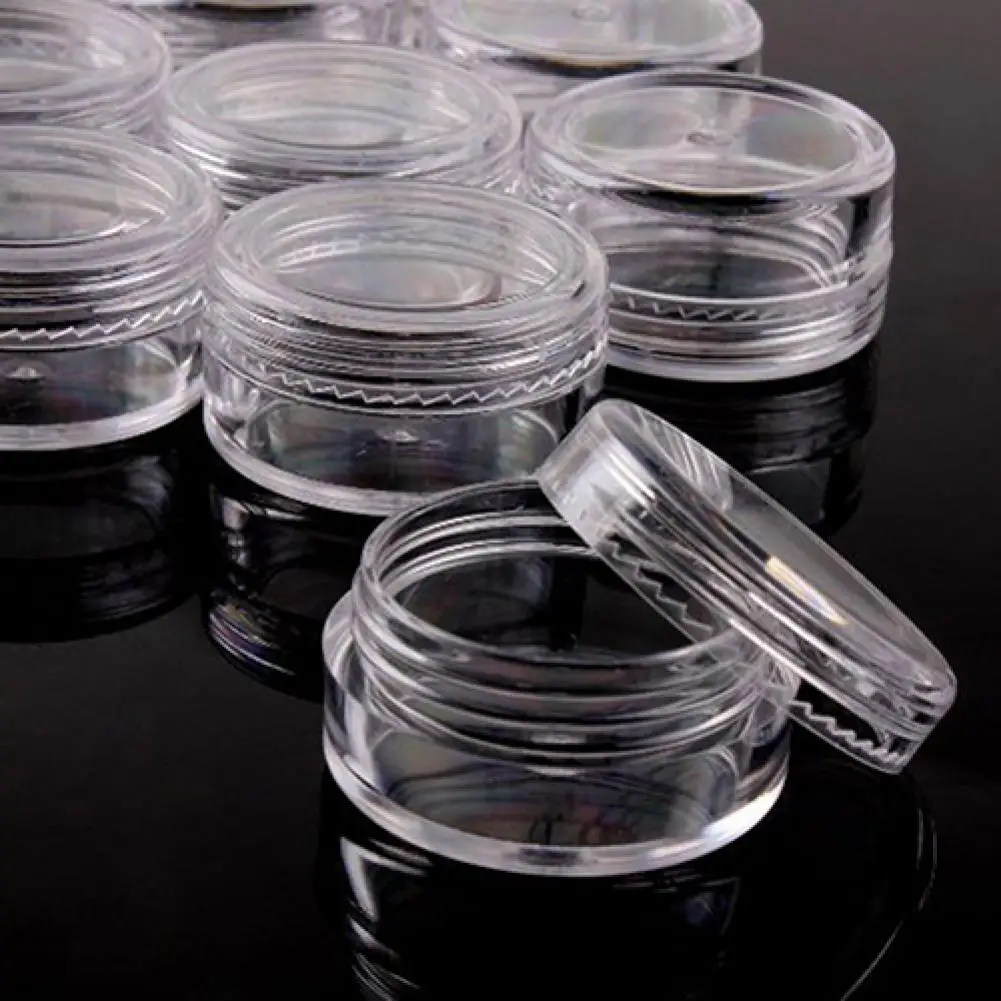 50pcs 2g/3g/5g/10g/15g/20g Empty Plastic Cosmetic Makeup Jar Pots Transparent Sample Bottles Eyeshadow Cream Lip Balm Container