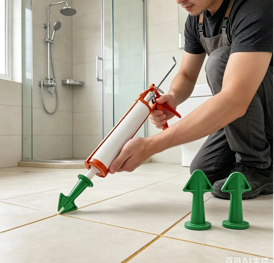 3pcs Silicone Sealant Filler Nozzle Applicator and Scraper Set - for Bathroom and Tile Joint Cleaning, Smooth  Scraper Tool