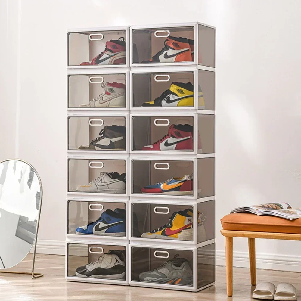 Empty Shoe Boxes Organizer Foldable Shoe Storage Box Clear Shoe Box Storage Stackable