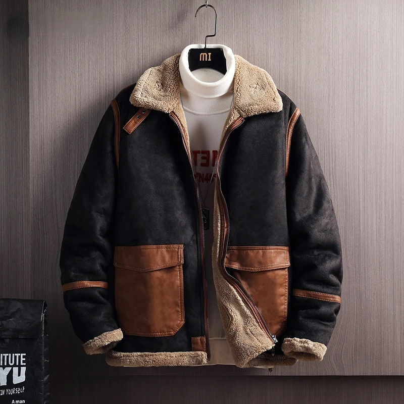 

Trendy Men's Shearling Fur Korean Vintage Lamb Wool Coat Thicken Warm Jacket Luxury Clothes 2022 Autumn Winter Streetwear